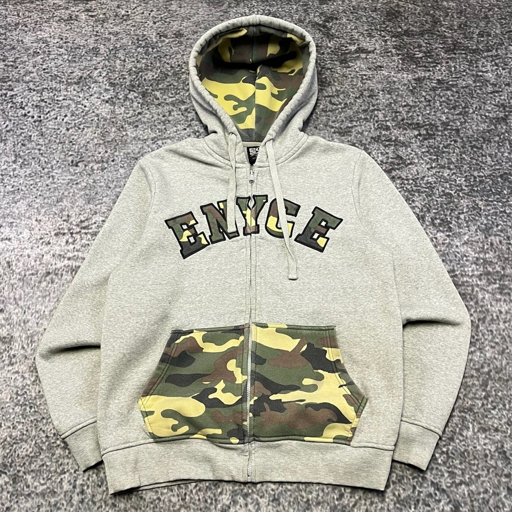 Vintage Y2K Enyce Zip Up Hoodie Mens XL Spell Out Hip-Hop Streetwear Sweatshirt